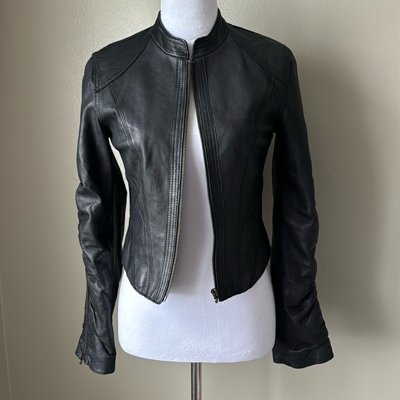 Black Real Leather Jacket - Picture 1 of 11
